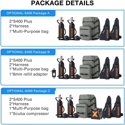 Vista 8 de SMACO Mini tanque de buceo portátil de 1 litro (2 piezas) reutilizable, botella de poni, cilindro de aire de buceo de reserva de hasta 20 minutos