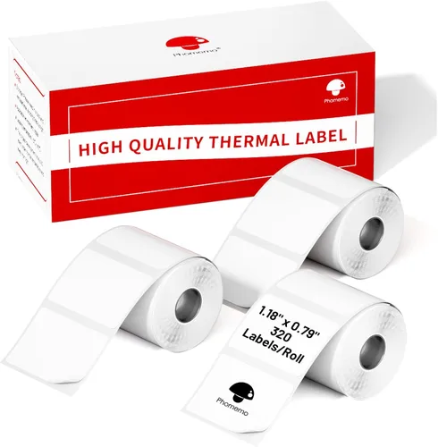 Vista 21 de Phomemo Etiquetas - 3 rollos de etiquetas térmicas transparentes - M110/M221/M220/M120/M200 Papel térmico transparente 40x30mm (1.57"x1.18")