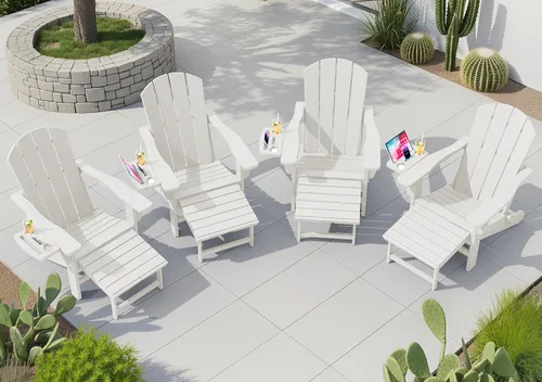 Vista 54 de KINGYES Silla Adirondack plegable ajustable con otomana, silla reclinable Adirondack HDPE con reposapiés, Apple
