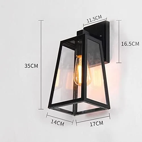 Vista 6 de Industrial Retro Iron Restaurant Bar Aisle Outdoor Porch Lampara Led Pared Loft E27 Wall Lamp Sconce,Modern Wall Sconces(Black)