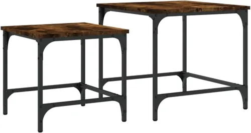 Vista 7 de mesas de Centro para sala Dining Table setNesting Coffee Tables 2 pcs Smoked Oak Engineered WoodSuitable for bedrooms, Living Rooms, and Dining Rooms