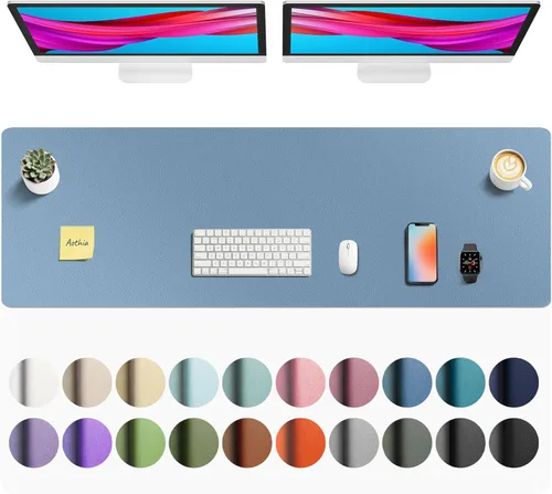 Vista 95 de Aothia - Protector de escritorio de cuero sintético grande, base antideslizante para mouse y superficie para escribir, impermeable, fácil de Agua