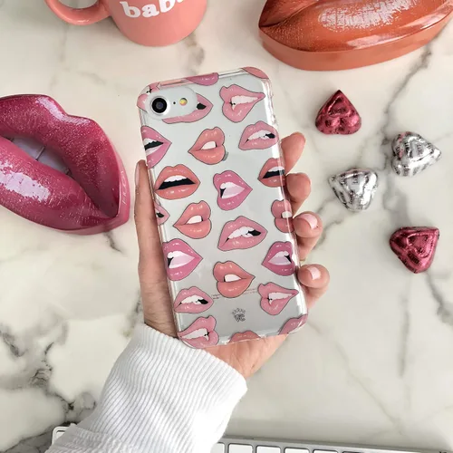 Vista 7 de VELVET CAVIAR Compatible con iPhone 7 Plus y iPhone 8 Plus Case Lips para mujeres y niñas, bonitas fundas protectoras transparentes (labios nudes)