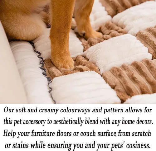 Vista 3 de FunnyFuzzy - Tapete cuadrado grande de color crema para mascotas, funda de sofá divertida y mullida, funda divertida y mullida para sofá de cama