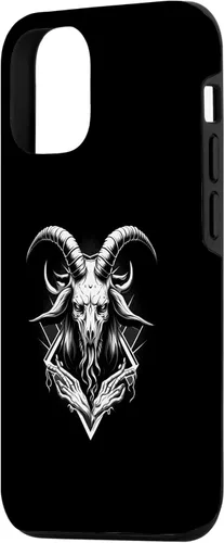 Vista 2 de iPhone 15 Goat Baphomet - Funda demoníaca gótica oculta