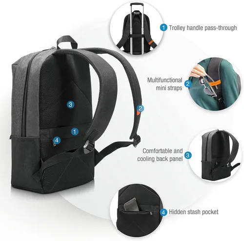 Vista 5 de EVERKI Mochila para laptop, Negro -, Mochila para laptop