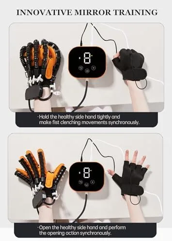 Vista 4 de Adjustable Intensity Hand Rehabilitation Robot Gloves for Hemiplegia & Arthritis Therapy, Finger Trainer for Left & Right Hands, Relieve Stiffness &