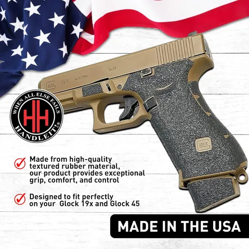 Vista 2 de Handleitgrips Cinta de agarre para pistola compatible con Glock 19x y Glock 45 - Cinta de agarre de pistola de goma texturizada negra, fácil