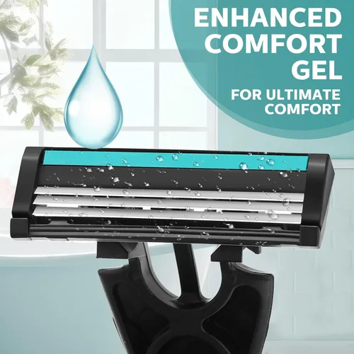 Vista 3 de 12 piezas de maquinillas de afeitar desechables para hombres a granel, 3 cuchillas, maquinillas de afeitar para hombres para piel sensible