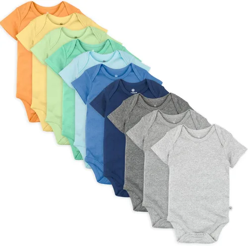 Vista 2 de HonestBaby Paquete de 20 mamelucos de manga corta de algodón orgánico y babero bandana, 12 meses