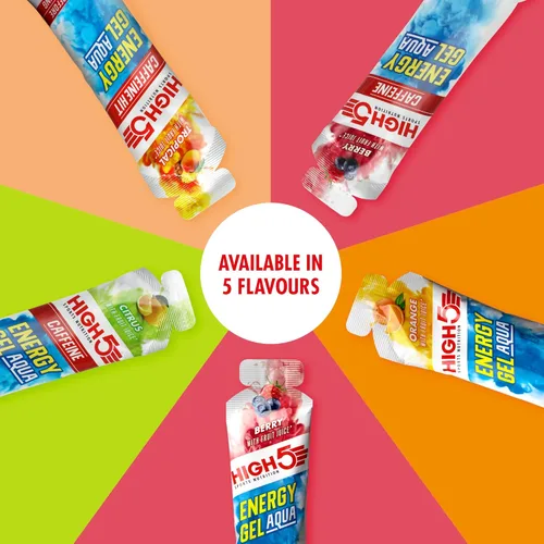 Vista 5 de HIGH5 Energy Gel Aqua Liquid Quick Release Energy On The Go from Natural Fruit Juice (20 bolsitas de 2.33 oz), color naranja