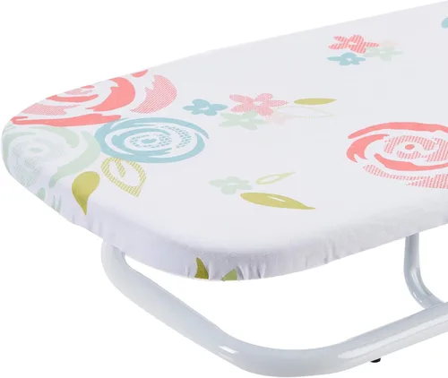 Vista 4 de Yaxa Basics Tabla de planchar de mesa 77x29 cm, blanca, con flores