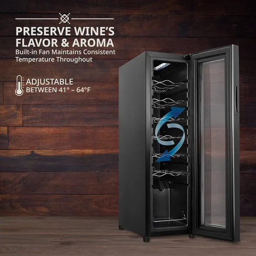 Vista 4 de Ivation Refrigerador de vino con compresor de 14 botellas con cerradura Gran bodega independiente para vino tinto, blanco, champán o espumoso