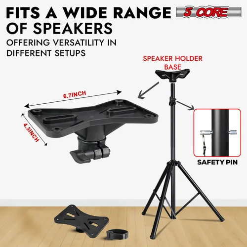 Vista 3 de 5 Core Soporte de altavoz trípode resistente ajustable para escenarios PA DJ y eventos de altura telescópica de hasta 72 ″ Montaje universal
