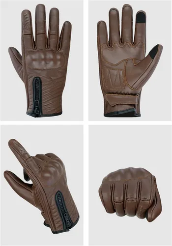 Vista 9 de Full Finger Leather Motorcycle Gloves for Men & Women Touch Screen Gloves Premium Street Motorcycle Durable Protective Cruiser Biker Gel Leather
