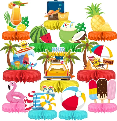 Vista 20 de Juego de suministros para fiesta de cumpleaños de unicornio, decoraciones de mesa arcoíris con centro de mesa de panal para decoraciones de fiesta