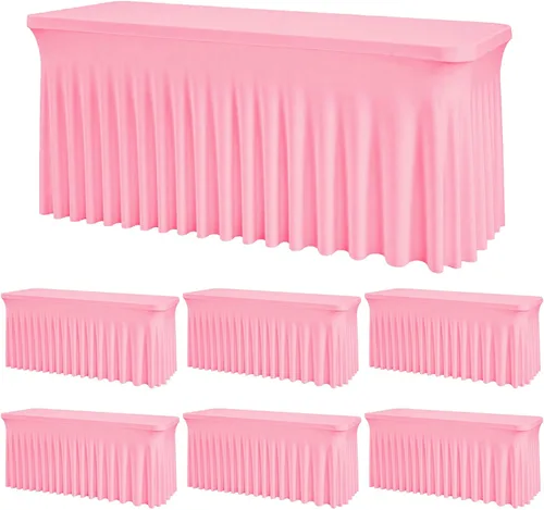 Vista 11 de Mantel rectangular de elastano negro, funda elástica ajustada para mesas rectangulares de 1,8 m, falda de mesa elástica sin arrugas para decoración