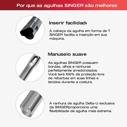 Vista 3 de Singer Paquete de 10 agujas universales para máquina de coser 2020, tamaño 90/14