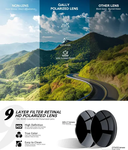 Vista 6 de Gafas de sol polarizadas para hombre, marco rectangular, gafas de sol polarizadas para hombre, gafas de sol deportivas con protección UV400