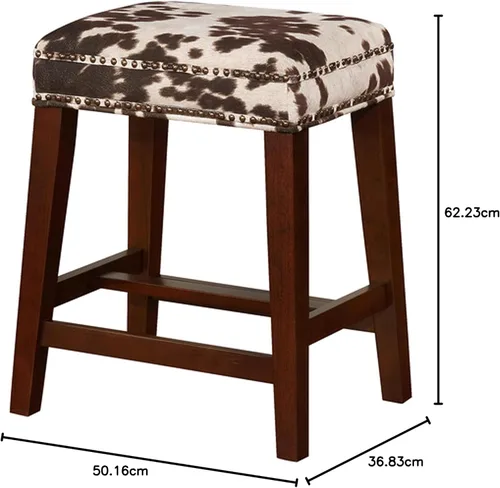 Vista 31 de Taburete de mostrador sin espalda con estampado de vaca negra Harlow Linon