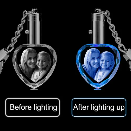 Vista 4 de YanNanKe Llavero de cristal personalizado con foto personalizada con grabado láser