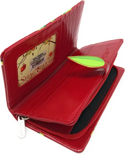 Vista 5 de Shag Wear Cartera grande para mujer de piel vegana color rojo 7 pulgadas