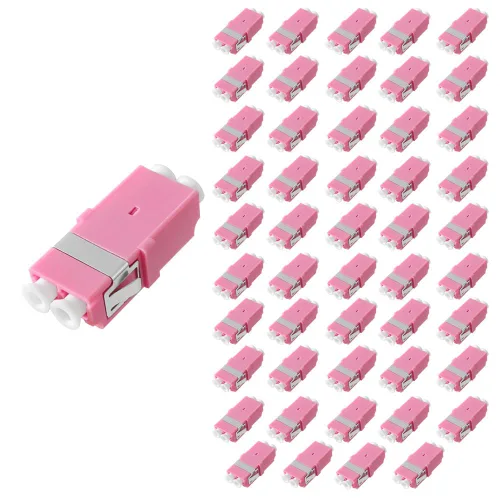 Vista 13 de GwliUni 20 unids LC a LC multimodo acopladores OM4 4 canales, adaptadores de fibra óptica conectores de cable con ala de montaje en panel