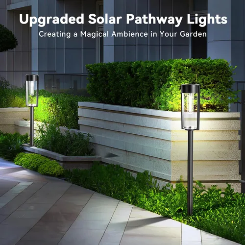 Vista 6 de LETMY Luces solares para caminos al aire libre, paquete de 8 luces solares para exteriores, IP65, impermeables, encendidoapagado automático, luces