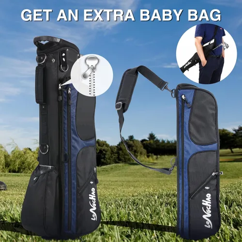 Vista 7 de LONGCHAO Golf Bag,4 Way Golf Bag Stand with Backpack Shoulder,6 Pockets Ping Golf Club Bag, 2 Bags in 1 for Women