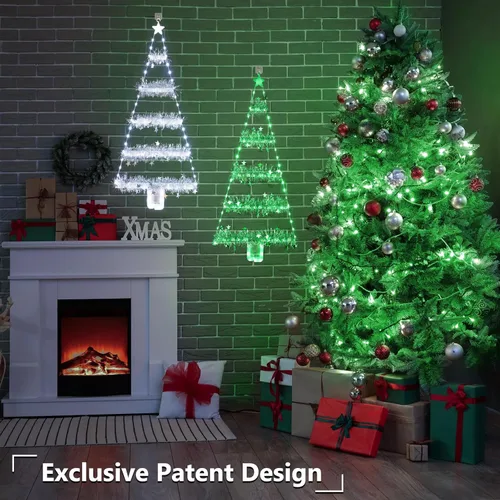 Vista 3 de Toodour Luces de Decoración Navideña para Interiores, Luces LED de Navidad de 2.65 pies, Luz Verde Colgante para Pared y Ventana, Funciona