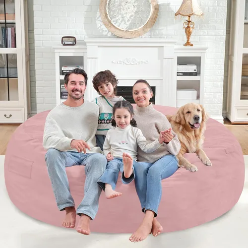 Vista 215 de Puf de 5 pies, puf grande con relleno de espuma viscoelástica, sofá puff esponjoso con funda de terciopelo holandés, puf redondo para sala de estar