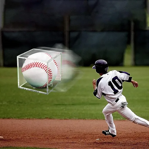 Vista 5 de Paquete de 12 vitrinas de béisbol con protección UV, acrílico transparente, soporte de béisbol cuadrado, protector de bola de recuerdos, caja