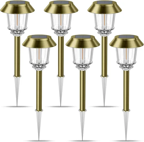 Vista 9 de XMCOSY+ Luces solares para caminos para exteriores, paquete de 4 unidades de encendido/apagado automático de 10-40 lúmenes, regulables