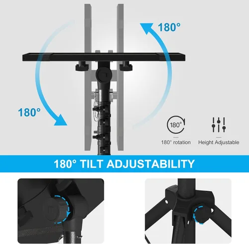 Vista 8 de Trípode ajustable para proyector, altura de laptop de 23.5 a 46.5 pulgadas con soporte para teléfono de cuello de cisne, piso para oficina, hogar