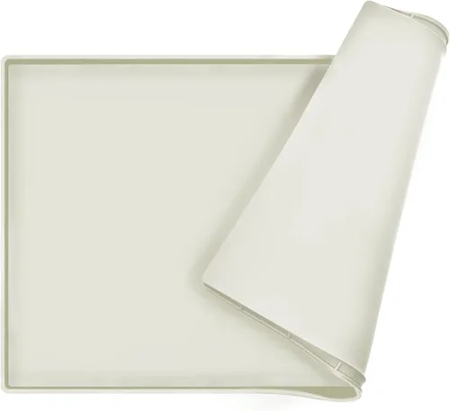 Vista 31 de Tapete de comida para perros, bandeja de comida impermeable de silicona, mantel individual antideslizante para mascotas, borde elevado de 0.6