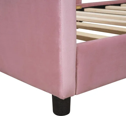 Vista 35 de Harper & Bright Designs Marco tapizado de sofá cama individual para niños, cama de plataforma de terciopelo individual con cabecera clásica