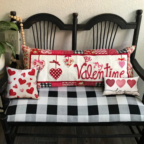 Vista 6 de DFXSZ Fundas de almohada para el día de San Valentín de 12 x 20 pulgadas, diseño de corazón rosa, para el día de San Valentín, fundas de almohada