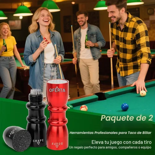 Vista 2 de Paquete de 2 herramientas de punta de taco de billar de alta calidad, moldeador de punta de taco de billar 3 en 1, accesorios de billar compactos