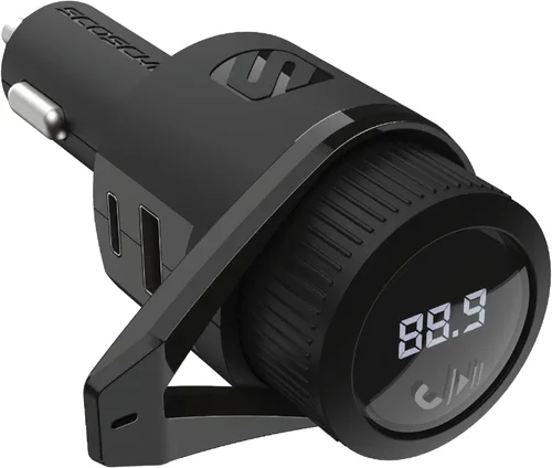 Vista 6 de Scosche BTFM3 BTFREQ Kit universal de manos libres Bluetooth para coche con transmisor FM digital y cargador de coche USB de 10 W, color negro XL
