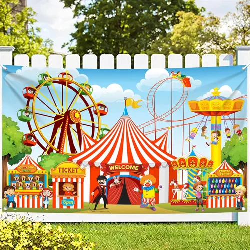 Vista 2 de KatchOn, Telón de fondo de carnaval para decoraciones de carnaval – Xtragrande, 72 x 44 pulgadas Cartel de juego de lanzamiento de carnaval grande