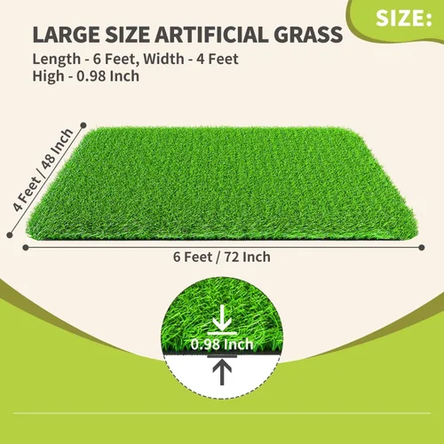 Vista 7 de LOOBANI Alfombra de césped artificial realista para interior y exterior, tapete de césped para perros con agujeros de drenaje y césped artificial
