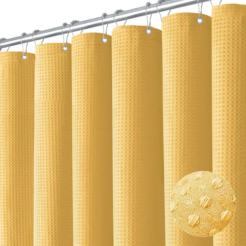 Vista 43 de Cortina de ducha Dynamene de tela blanca, cortinas de ducha de lujo para hotel con textura de nido de abeja, cortinas de baño pesadas de 72
