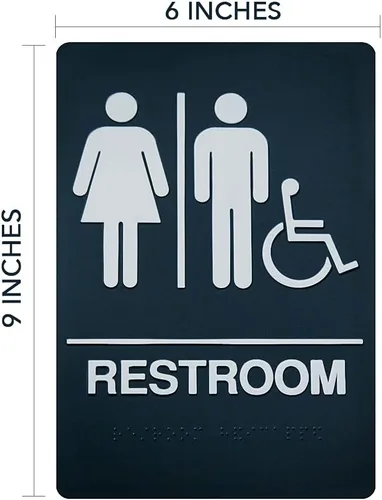 Vista 5 de Signs - Letrero de baño unisex con cinta 3M de doble cara para asegurar idealmente en menos de un minuto, diseño único y altamente visible, tamaño 9