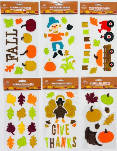 Vista 10 de Adhesivos de ventana de Halloween que brillan en la oscuridad con gel - 6 hojas de diseños reutilizables de Halloween: Frankenstein, esqueletos