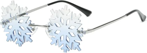 YAMEIZE Snowflake Shape Rimless Sunglasses Novelty Unique Party Eyeglasses Christmas Fun Glasses for Women Men