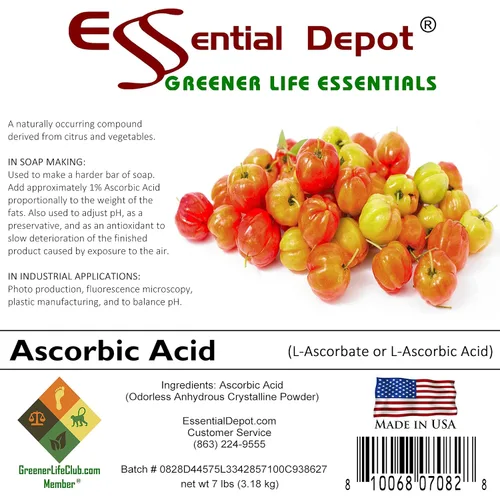 Vista 3 de Polvo de ácido ascórbico – 7 libras – Vitamina C, L-ascorbato o ácido L-ascórbico – C6H8O6 – Recipiente de PP de boca ancha sellado de seguridad
