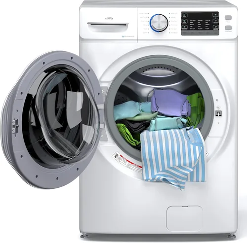 Vista 12 de KoolMore Paquete de lavadora + secadora de gran capacidad: lavadora de carga frontal de 4.5 pies cúbicos [120 V] (FLW-5CWH) + secadora de carga