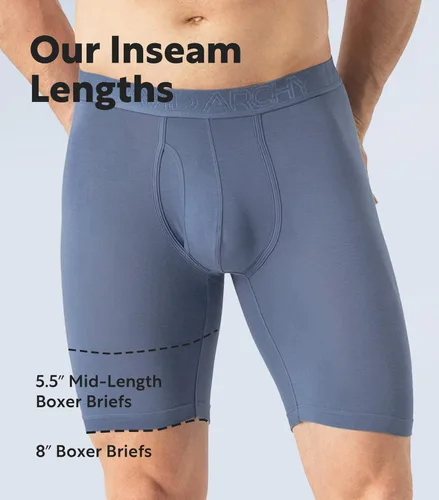 Vista 6 de DAVID ARCHY Mens Underwear Boxer Briefs Breathable Soft Moisture-Wicking with Fly Underwear Long Leg 8" for Men 3 Pack