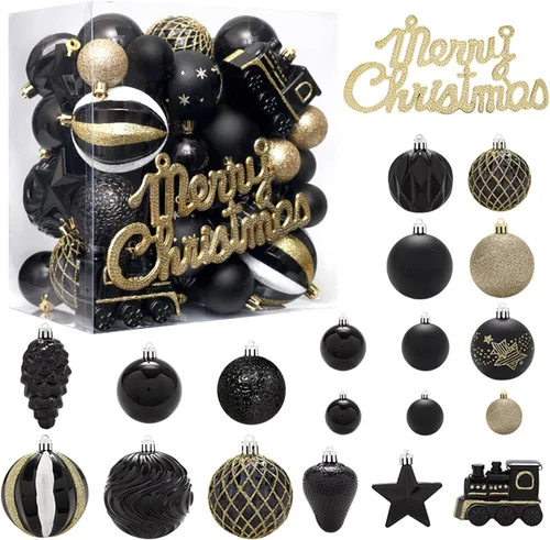 Vista 12 de MOJUN 50 adornos de bolas de Navidad para árbol de Navidad, bolas pequeñas de Navidad de plástico inastillables, juego de adornos de bolas colgantes