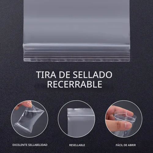 Vista 3 de Bolsas de plástico pequeñas, 300 unidades de mini bolsas, 3 tamaños surtidos, bolsa transparente para joyas con cierre, bolsa transparente, bolsas